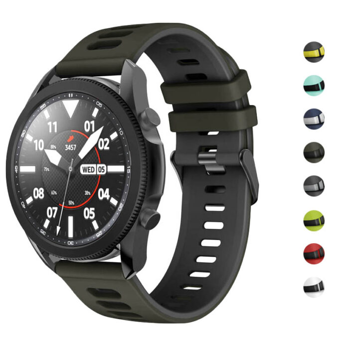G.r58.22 Gallery (Black And Grey) StrapsCo Silicone Band For Garmin Vivoactive 4 Rubber Watch Strap