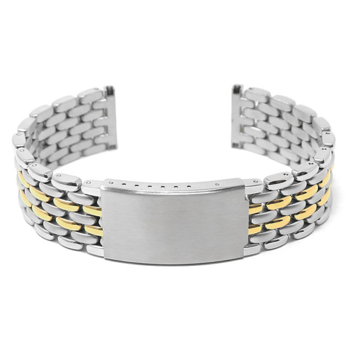 m.bd3 .2t Main Two Tone Silver Yellow Gold StrapsCo Vintage Beads of Rice II metal bracelet stainless steel strap