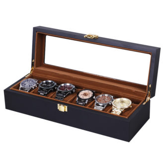 wb26 Main StrapsCo Matte Black Watch Box for 5 Watches storage case