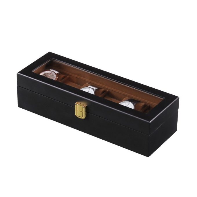 wb26 alt StrapsCo Matte Black Watch Box for 5 Watches storage case