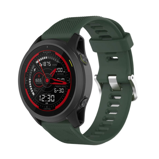 g.r62.11 Main Dark Green StrapsCo Silicone Strap for Garmin Forerunner745 Rubber Watch Band