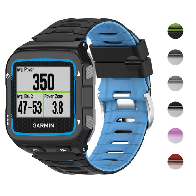 g.r64 Gallery Black Blue StrapsCo Silicone Strap for Garmin Forerunner 920XT Rubber Watch Band