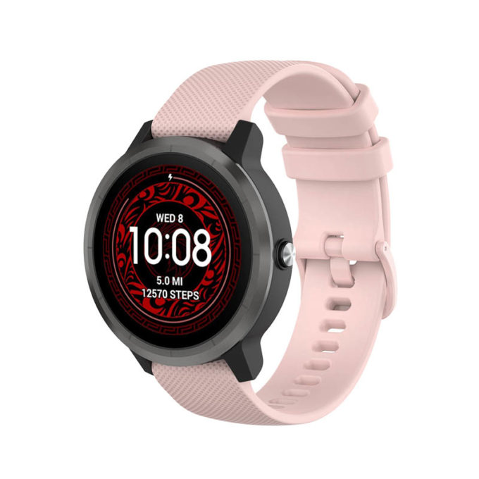 G.r68.13 Main Soft Pink StrapsCo Rubber Strap For Garmin Forerunner 245 645 Vivoactive 3 Vivomove