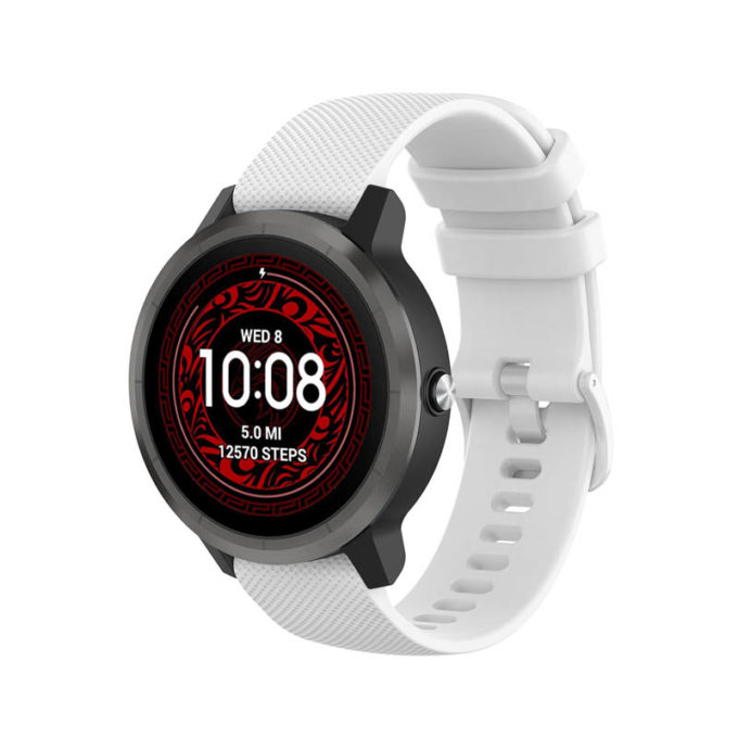 g.r68.22 Main White StrapsCo Rubber Strap for Garmin Forerunner 245 645 Vivoactive 3 Vivomove Vivomove