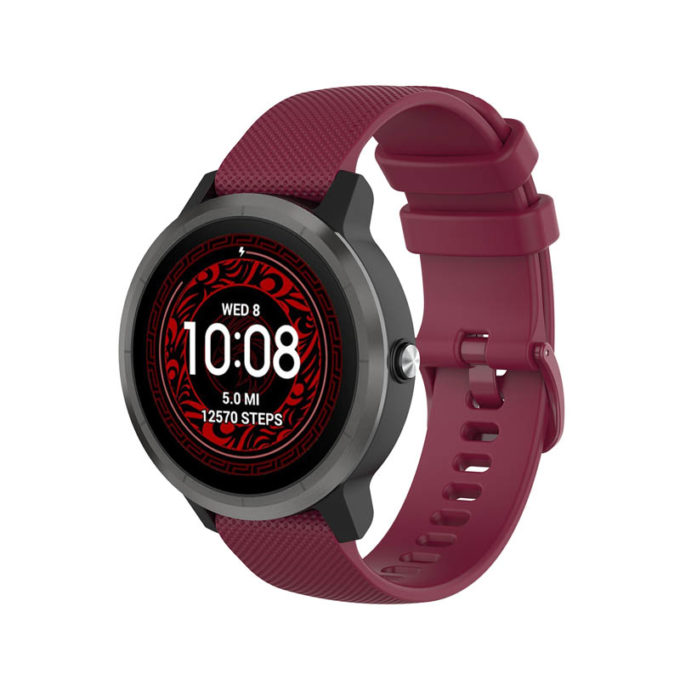 G.r68.6 Main Sangria Red StrapsCo Rubber Strap For Garmin Forerunner 245 645 Vivoactive 3 Vivomove