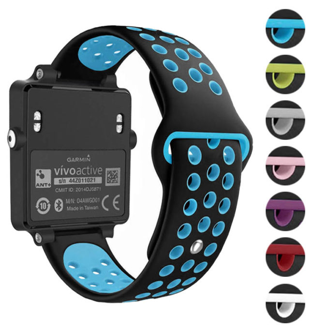 g.r69 Gallery Black Blue StrapsCo Silicone Strap for Garmin Vivoactive Acetate