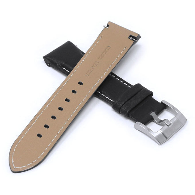 skt.l5.1 22 Cross Black w White Stitching StrapsCo DASSARI Classic Leather Band for Seiko Turtle Strap