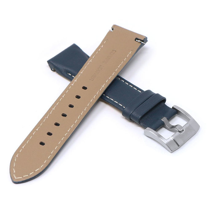 skt.l5.5 22 Cross Blue w White Stitching StrapsCo DASSARI Classic Leather Band for Seiko Turtle Strap