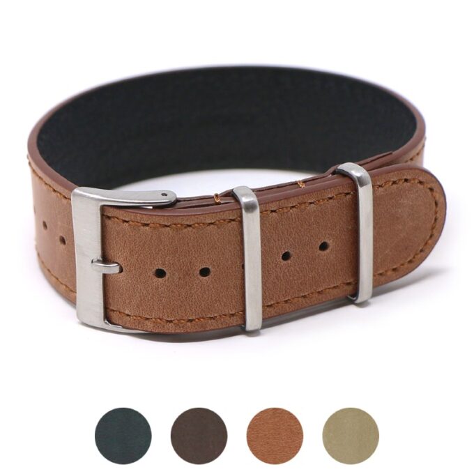 nt7.3 Gallery StrapsCo Tan DASSARI Vintage Leather Single Pass NATO Strap