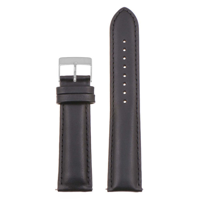 St18.1.1.bs Up Black (Brushed Silver Buckle) Padded Smooth Leather Watch Band Strap