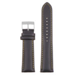 st18.1.10.bs Up Black Yellow Brushed Silver Buckle Padded Smooth Leather Watch Band Strap