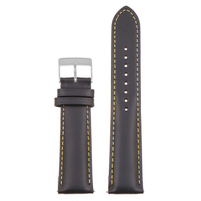 St18.1.10.bs Up Black & Yellow (Brushed Silver Buckle) Padded Smooth Leather Watch Band Strap