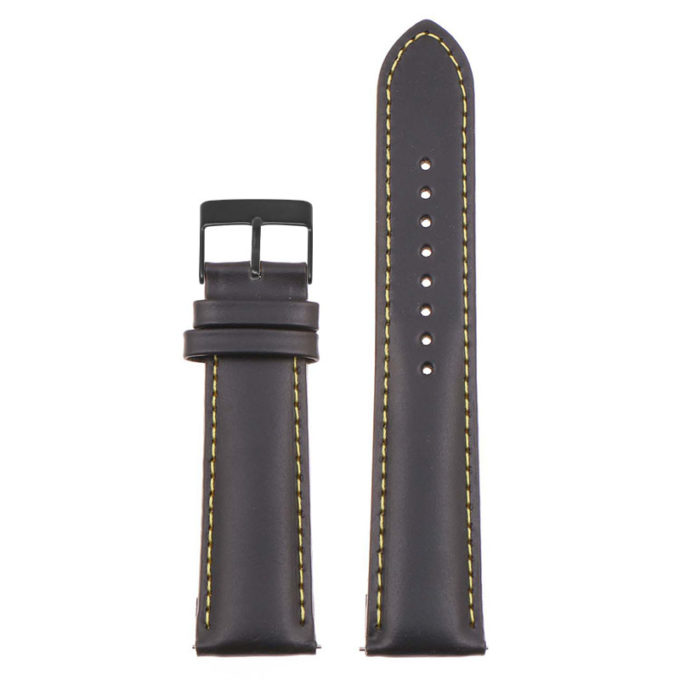 St18.1.10.mb Up Black & Yellow (Black Buckle) Padded Smooth Leather Watch Band Strap