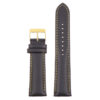 St18.1.10.yg Up Black & Yellow (Yellow Gold Buckle) Padded Smooth Leather Watch Band Strap