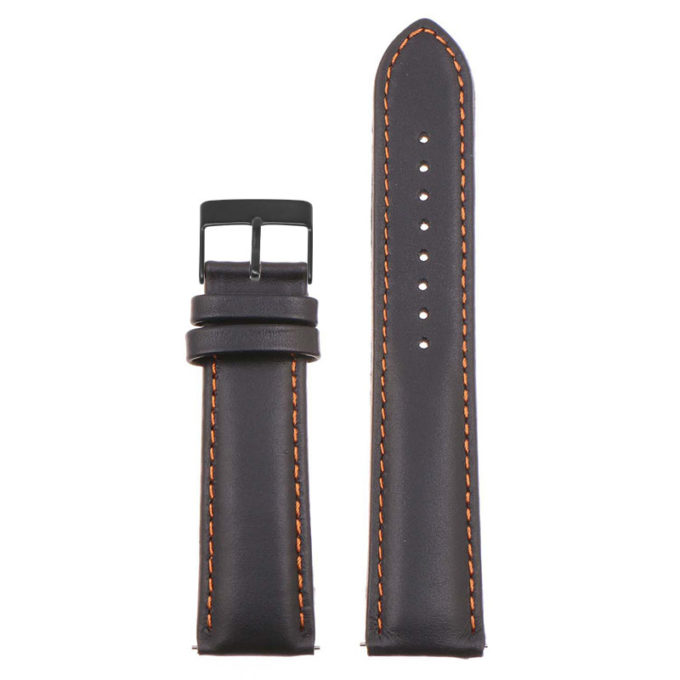 St18.1.12.mb Up Black & Orange (Black Buckle) Padded Smooth Leather Watch Band Strap