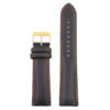 St18.1.12.yg Up Black & Orange (Yellow Gold Buckle) Padded Smooth Leather Watch Band Strap