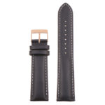 St18.1.22.rg Up Black & White (Rose Gold Buckle) Padded Smooth Leather Watch Band Strap