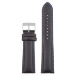 St18.1.5.bs Up Black & Blue (Brushed Silver Buckle) Padded Smooth Leather Watch Band Strap