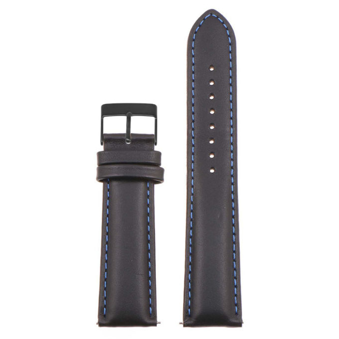 St18.1.5.mb Up Black & Blue (Black Buckle) Padded Smooth Leather Watch Band Strap