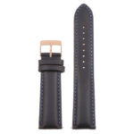 St18.1.5.rg Up Black & Blue (Rose Gold Buckle) Padded Smooth Leather Watch Band Strap