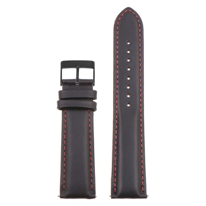 St18.1.6.mb Up Black & Red (Black Buckle) Padded Smooth Leather Watch Band Strap