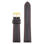 st18.1.6.yg Up Black Red Yellow Gold Buckle Padded Smooth Leather Watch Band Strap