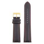 St18.1.6.yg Up Black & Red (Yellow Gold Buckle) Padded Smooth Leather Watch Band Strap