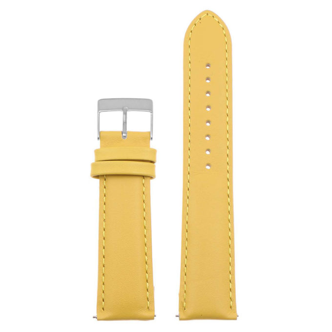 St18.10.10.bs Up Yellow (Brushed Silver Buckle) Padded Smooth Leather Watch Band Strap