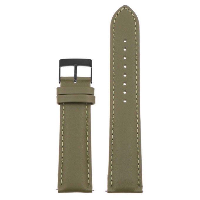 St18.11.11.mb Up Green (Black Buckle) Padded Smooth Leather Watch Band Strap