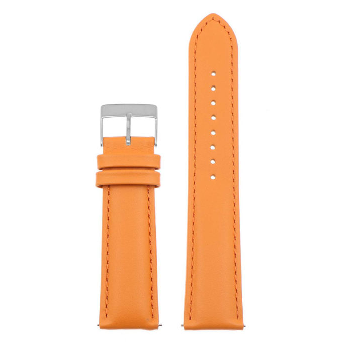 St18.12.12.bs Up Orange (Brushed Silver Buckle) Padded Smooth Leather Watch Band Strap