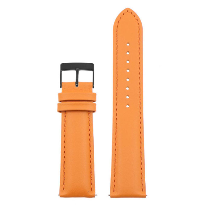 St18.12.12.mb Up Orange (Black Buckle) Padded Smooth Leather Watch Band Strap