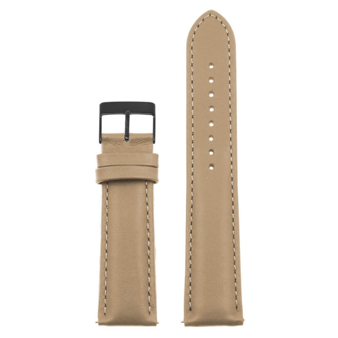 st18.17.17.mb Up Beige Black Buckle Padded Smooth Leather Watch Band Strap