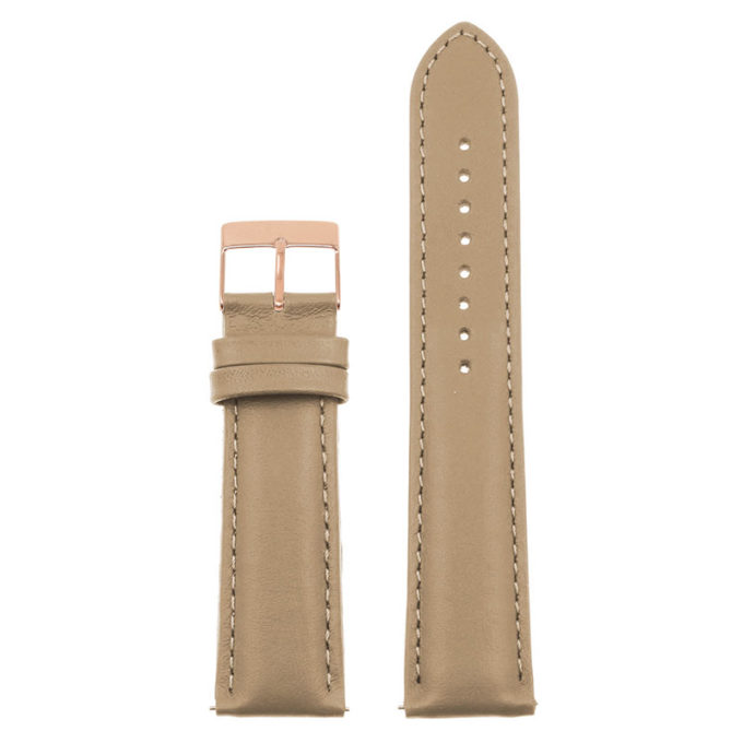 St18.17.17.rg Up Beige (Rose Gold Buckle) Padded Smooth Leather Watch Band Strap