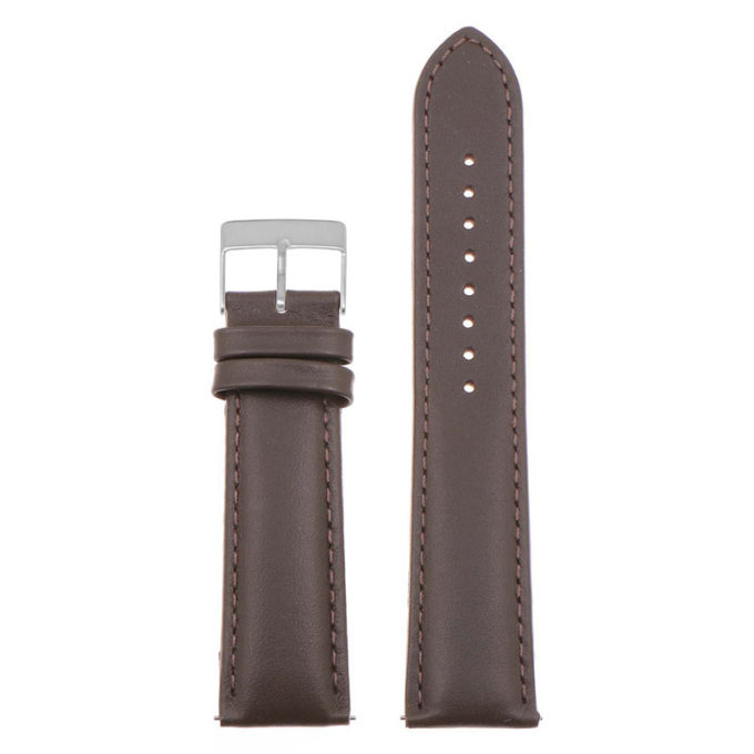 St18.2.2.bs Up Brown (Brushed Silver Buckle) Padded Smooth Leather Watch Band Strap