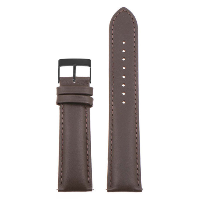 St18.2.2.mb Up Brown (Black Buckle) Padded Smooth Leather Watch Band Strap
