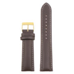 st18.2.22.yg Up Brown White Yellow Gold Buckle Padded Smooth Leather Watch Band Strap