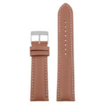 st18.3.22.bs Up Tan White Brushed Silver Buckle Padded Smooth Leather Watch Band Strap