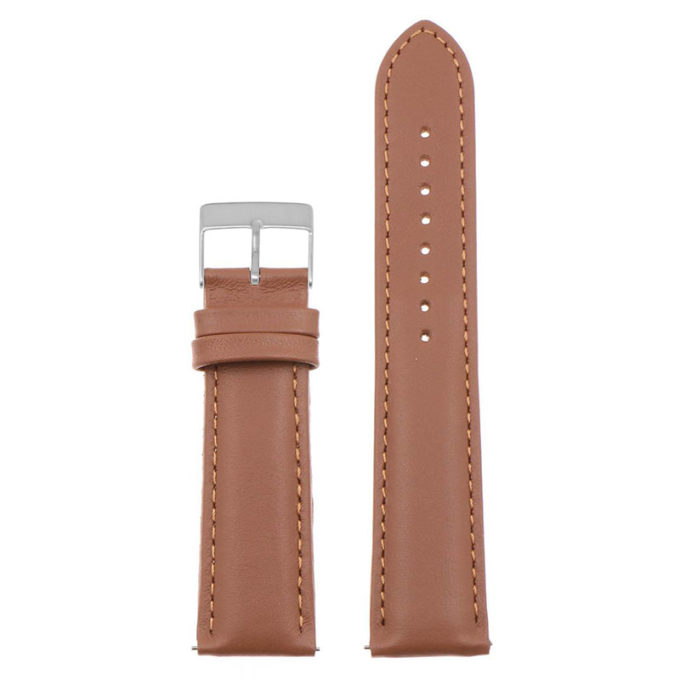St18.3.3.bs Up Tan (Brushed Silver Buckle) Padded Smooth Leather Watch Band Strap