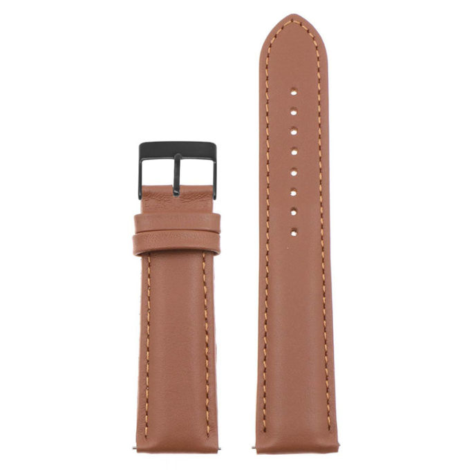 St18.3.3.mb Up Tan (Black Buckle) Padded Smooth Leather Watch Band Strap