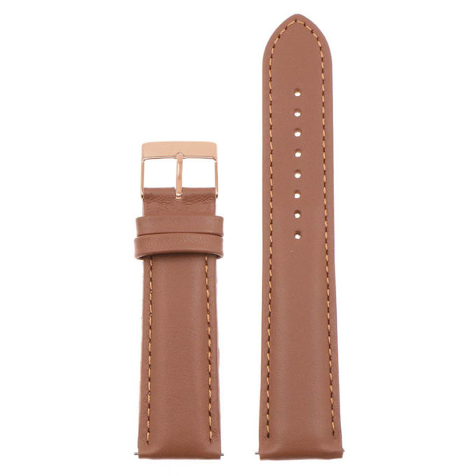 st18.3.3.rg Up Tan Rose Gold Buckle Padded Smooth Leather Watch Band Strap