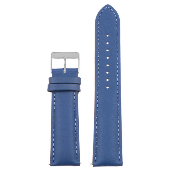 St18.5.5.bs Up Blue (Brushed Silver Buckle) Padded Smooth Leather Watch Band Strap