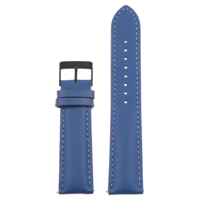 St18.5.5.mb Up Blue (Black Buckle) Padded Smooth Leather Watch Band Strap