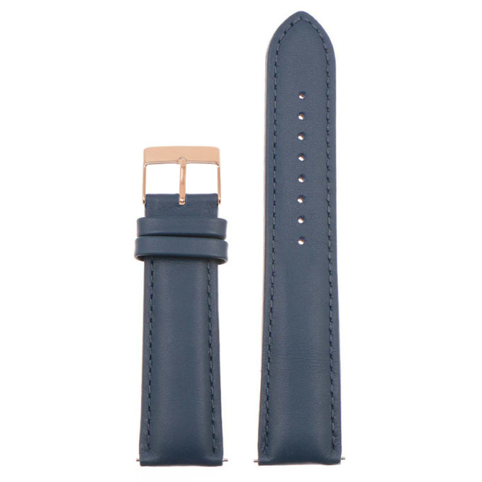 St18.5a.5a.rg Up Dark Blue (Rose Gold Buckle) Padded Smooth Leather Watch Band Strap