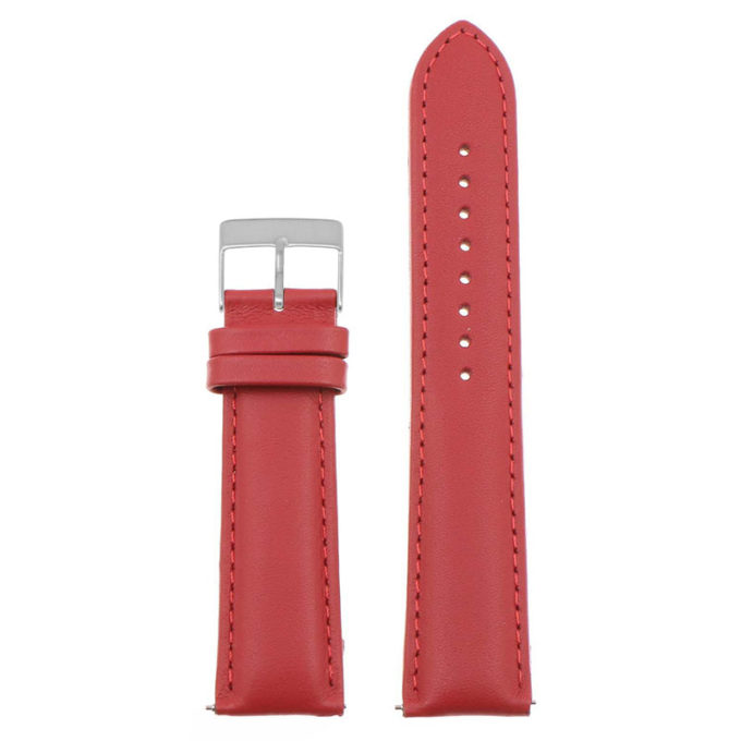 St18.6.6.bs Up Red (Brushed Silver Buckle) Padded Smooth Leather Watch Band Strap