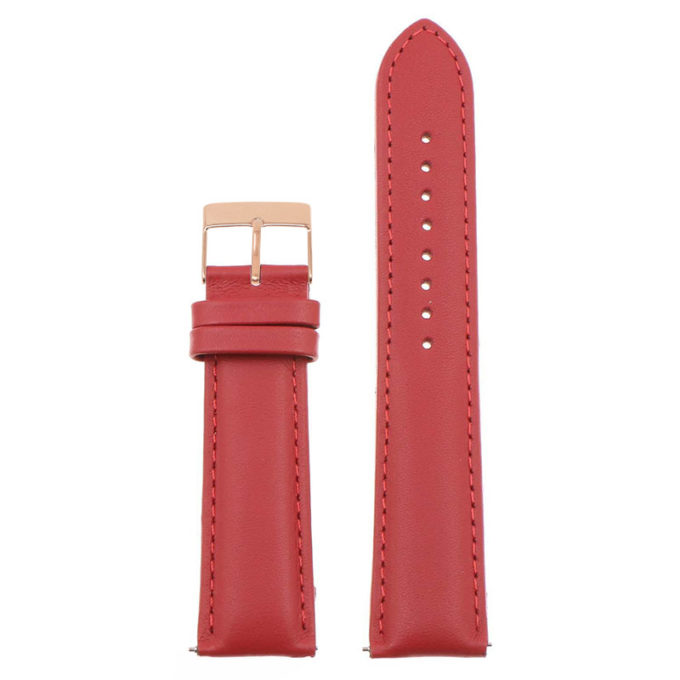 St18.6.6.rg Up Red (Rose Gold Buckle) Padded Smooth Leather Watch Band Strap