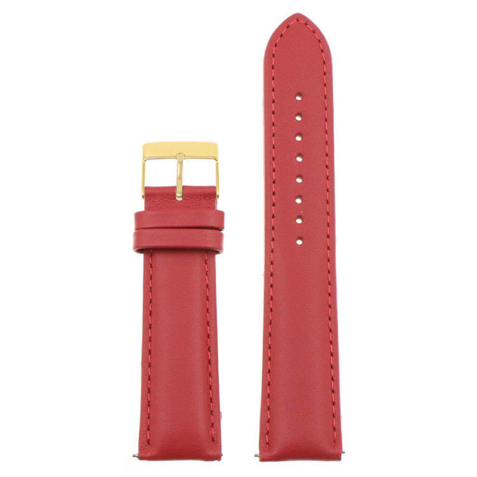 St18.6.6.yg Up Red (Yellow Gold Buckle) Padded Smooth Leather Watch Band Strap