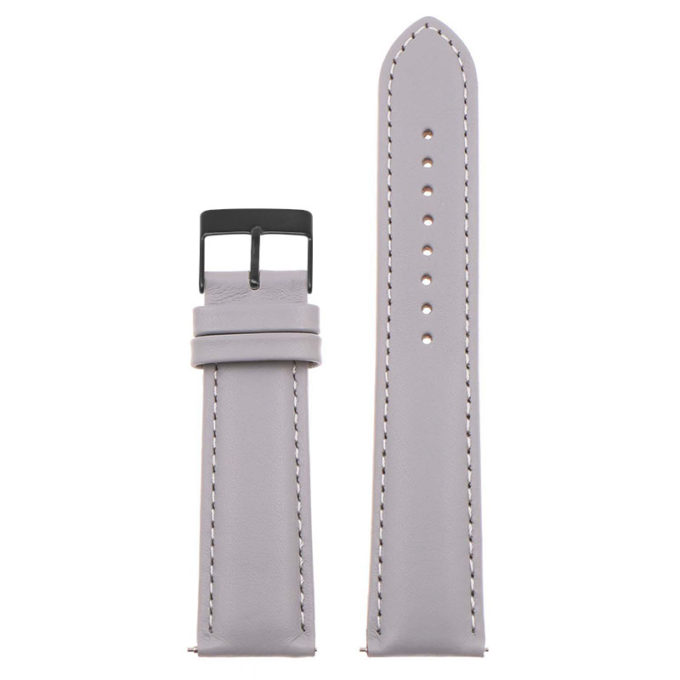 St18.7.7.mb Up Grey (Black Buckle) Padded Smooth Leather Watch Band Strap