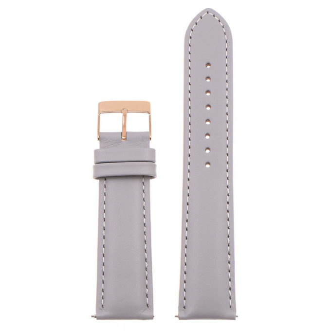 St18.7.7.rg Up Grey (Rose Gold Buckle) Padded Smooth Leather Watch Band Strap