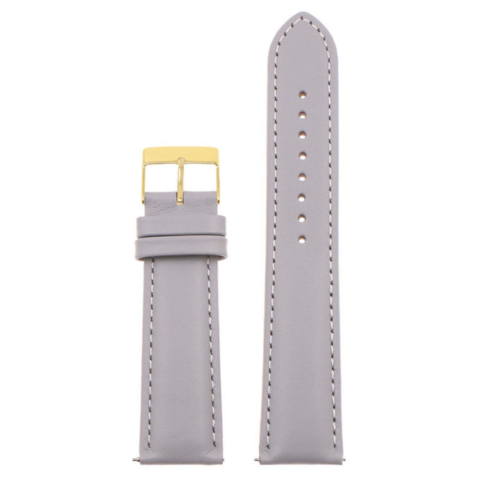 st18.7.7.yg Up Grey Yellow Gold Buckle Padded Smooth Leather Watch Band Strap