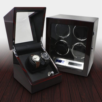 StrapsCo Ebony Collection CREATIVE Ebony Watch Winder For 2 And 4 Watches Watch Storage